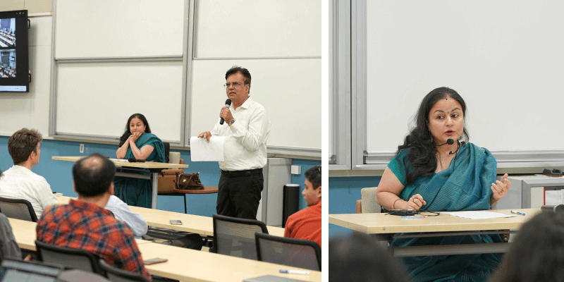 L-R) Prof Aditya Malik on the need for effective communication of complex ideas. Prof Shonaleeka Kaul, Jawaharlal Nehru University, delivered the inaugural lecture on ‘Sanskrit and Society’.